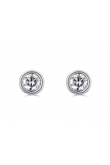 9ct White Gold 0.24cts Diamond Stud Earrings 9ct White Gold Rub-over Set