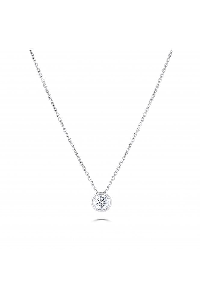 9ct White Gold 0.25ct Diamond Pendant with Chain 9ct White Gold Rub-over Set