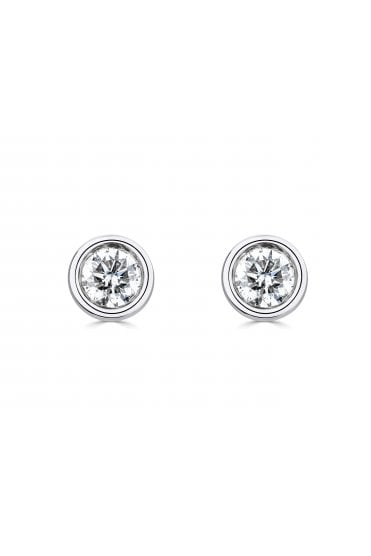 9ct White Gold 0.29cts Diamond Stud Earrings 9ct White Gold Rub-over Set