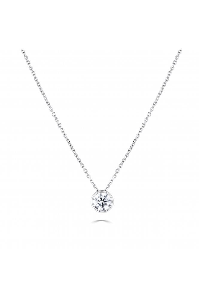 9ct White Gold 0.30ct Diamond Pendant with Chain 9ct White Gold Rub-over Set