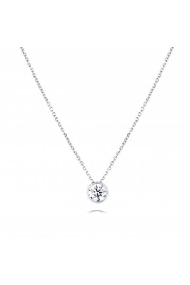 9ct White Gold 0.30ct Diamond Pendant with Chain 9ct White Gold Rub-over Set