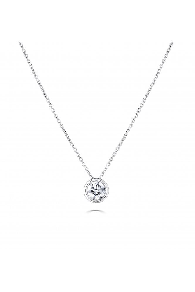 9ct White Gold 0.40ct Diamond Pendant with Chain 9ct White Gold Rub-over Set
