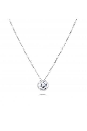 9ct White Gold 0.40ct Diamond Pendant with Chain 9ct White Gold Rub-over Set