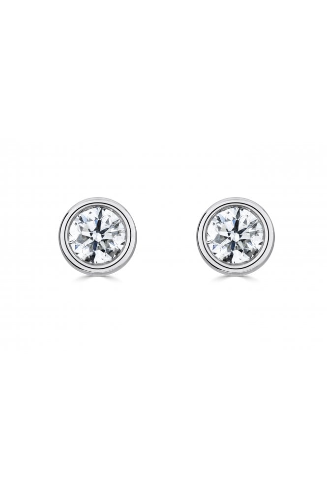 9ct White Gold 0.40cts Diamond Stud Earrings 9ct White Gold Rub-over Set
