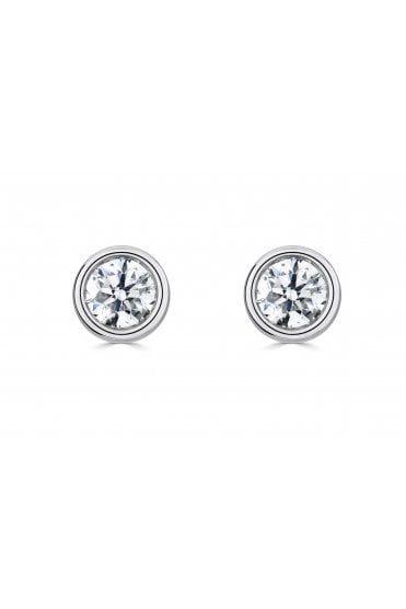 9ct White Gold 0.40cts Diamond Stud Earrings 9ct White Gold Rub-over Set