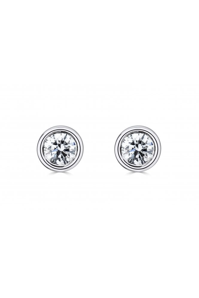 9ct White Gold 0.50cts Diamond Stud Earrings 9ct White Gold Rub-over Set