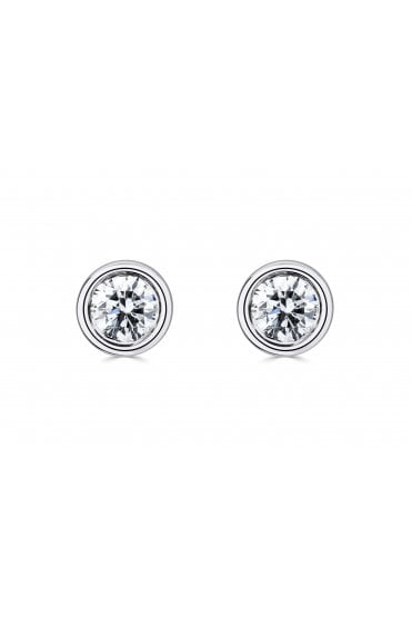 9ct White Gold 0.50cts Diamond Stud Earrings 9ct White Gold Rub-over Set