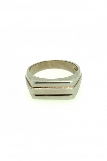 9ct White Gold 3 Bar Signet Ring