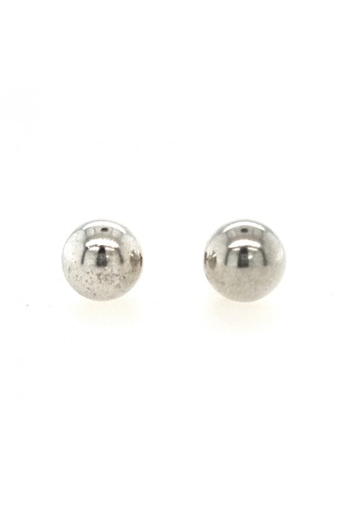 9ct White Gold 6mm Ball Stud Earrings 9ct White Gold Posts & Butterflies