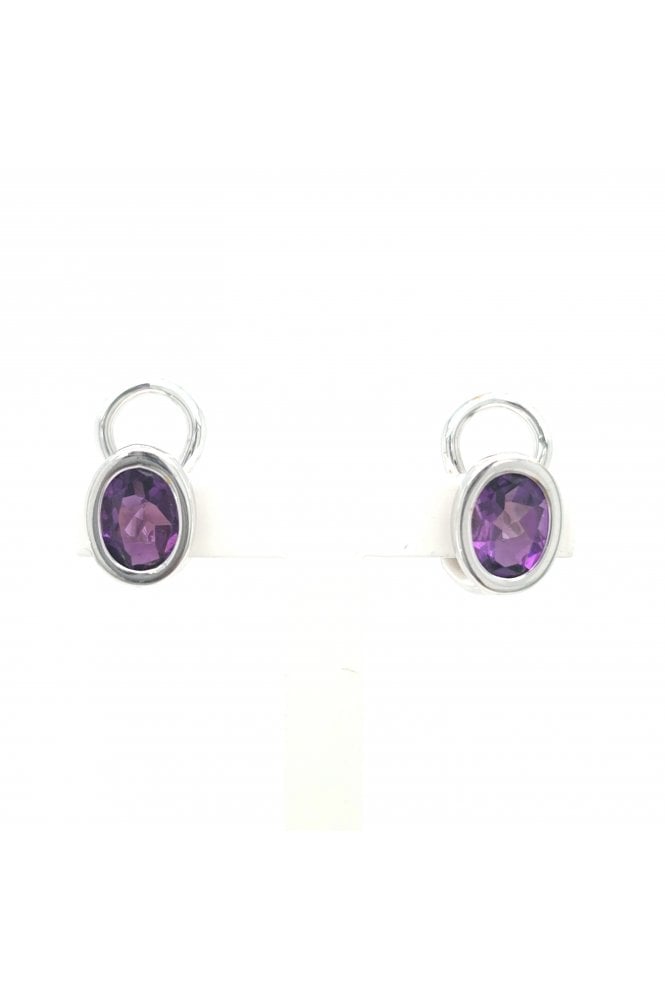 9ct White Gold Amethyst Clip On Earrings