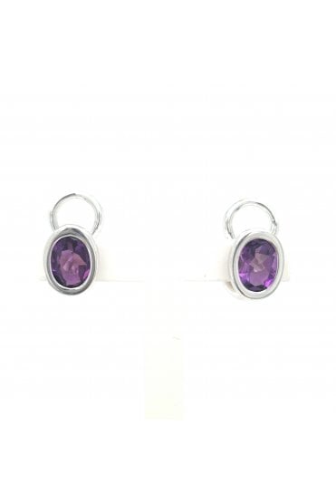 9ct White Gold Amethyst Clip On Earrings