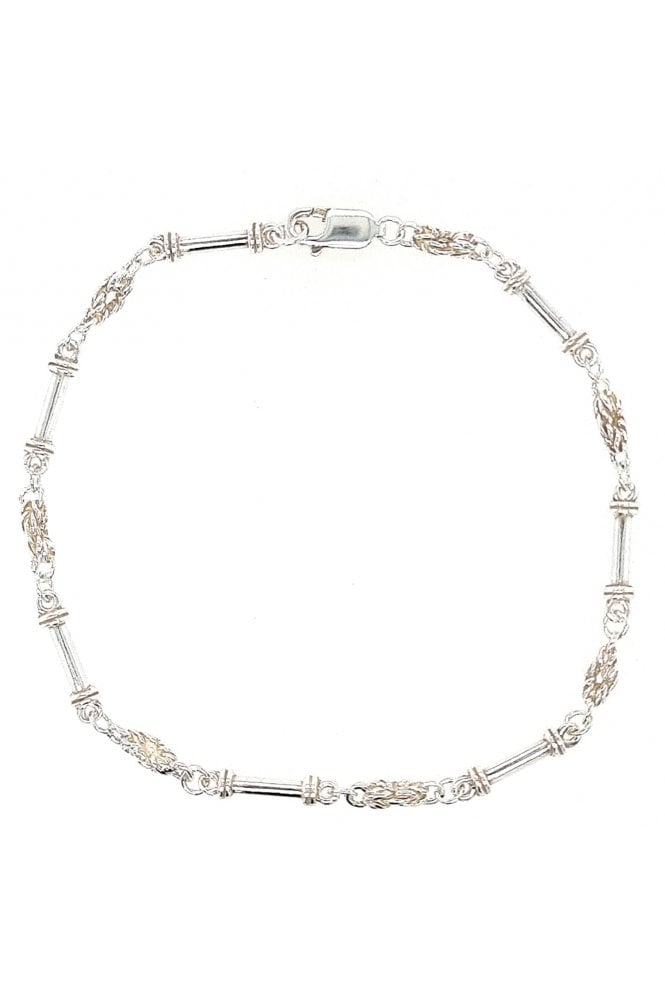 9ct White Gold Bracelet with Bars and Knots Length: 7.5 Inches