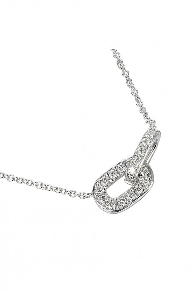 9ct White Gold Diamond "Chain Link" Necklace 9ct White Gold Pavé Set
