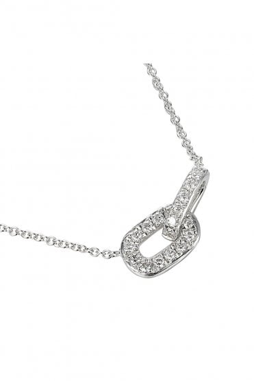 9ct White Gold Diamond "Chain Link" Necklace 9ct White Gold Pavé Set