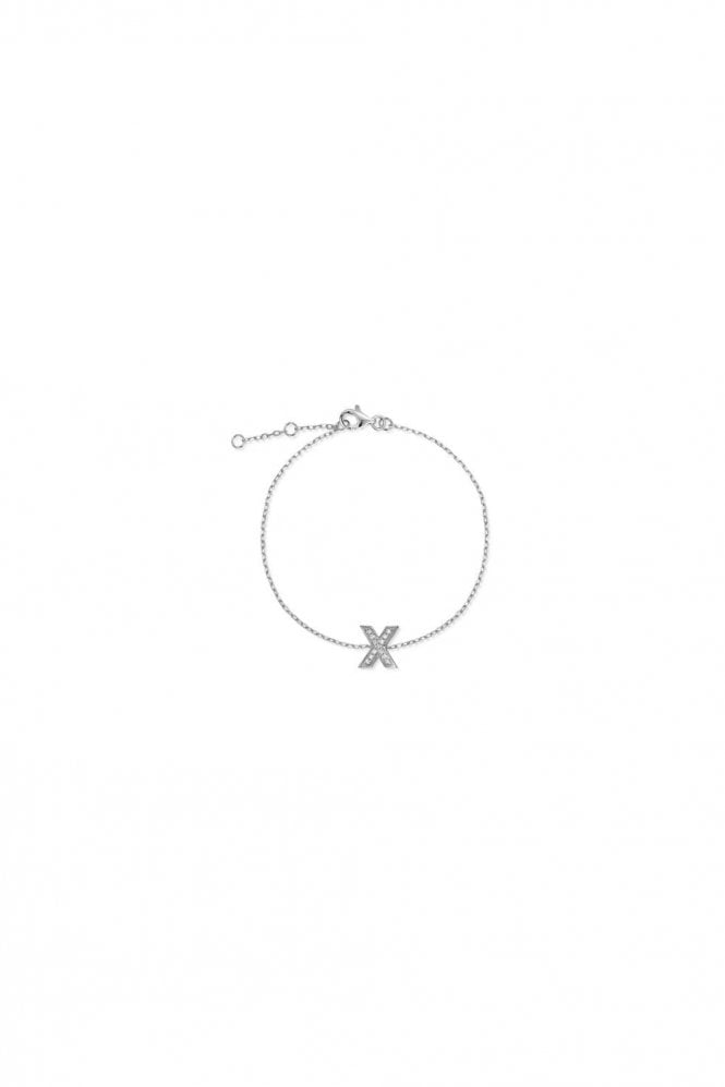 9ct White Gold Diamond "X" Letter Bracelet "X" Letter Size 6mm Wide x 8mm High