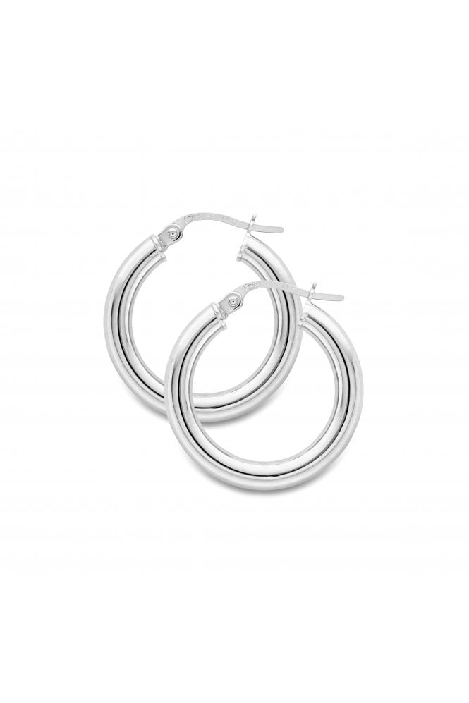 9ct White Gold Hoop Earrings 9ct White Gold Hinged Posts