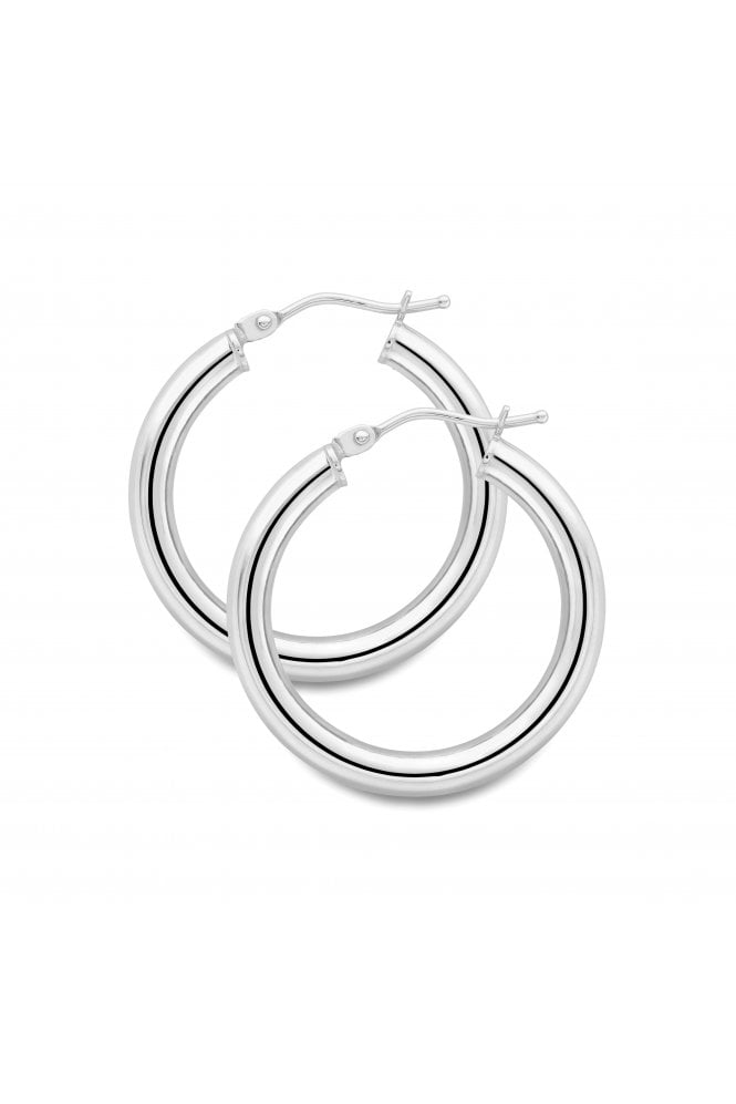 9ct White Gold Hoop Earrings 9ct White Gold Hinged Posts