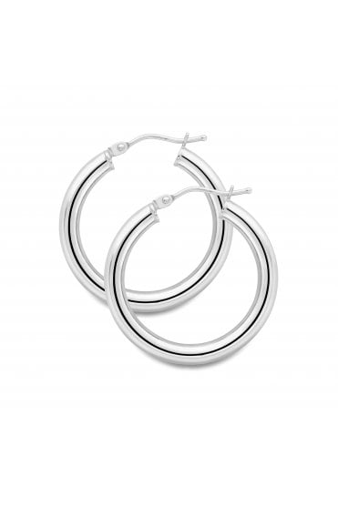 9ct White Gold Hoop Earrings 9ct White Gold Hinged Posts