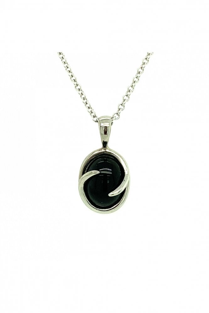 9ct White Gold Onyx Pendant