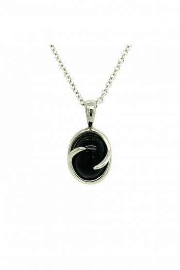 9ct White Gold Onyx Pendant