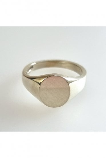 9ct White Gold Oval Signet Ring Engravable Area 10mm High x 8mm Wide