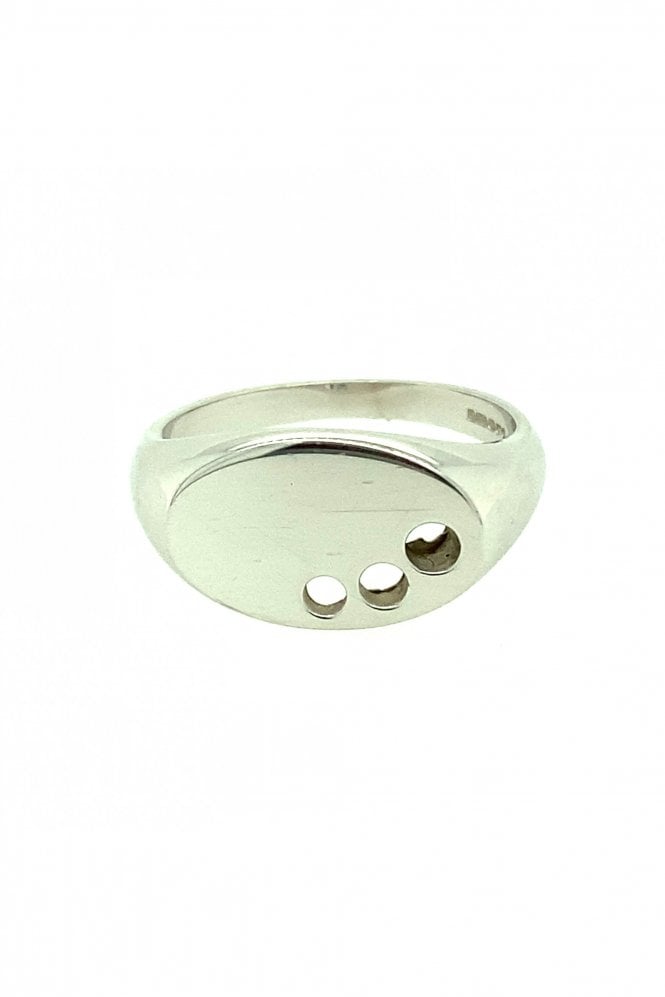 9ct White Gold Oval Signet Ring
