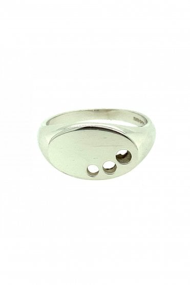 9ct White Gold Oval Signet Ring