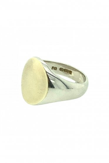 9ct White Gold Oval Signet Ring