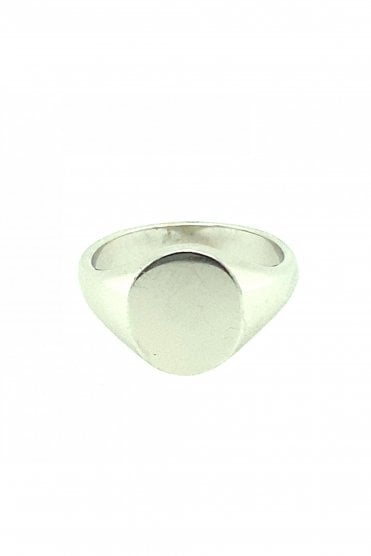 9ct White Gold Oval Signet Ring