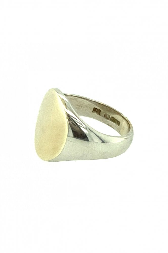 9ct White Gold Oval Signet Ring
