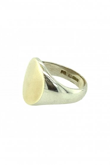 9ct White Gold Oval Signet Ring