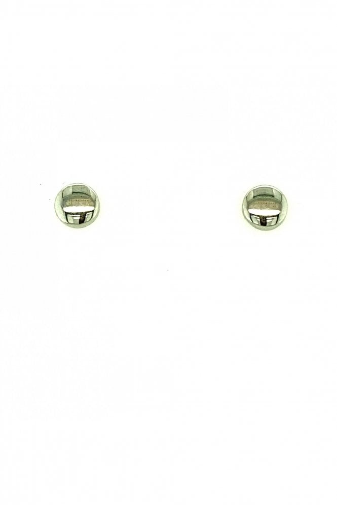 9ct White Gold Round Flat Stud Earrings