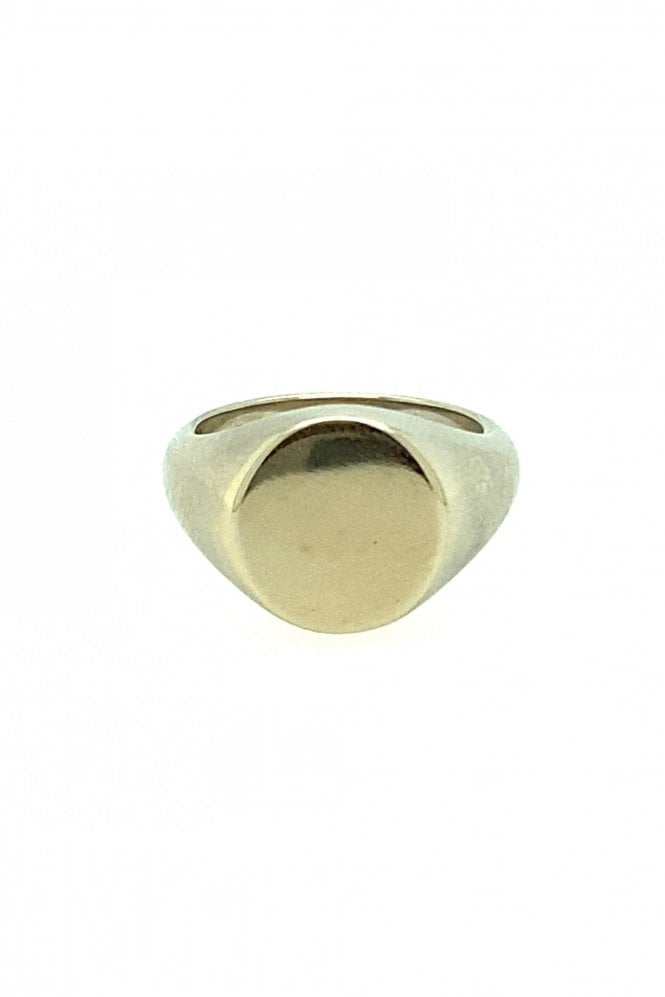 9ct White Gold Round Signet Ring