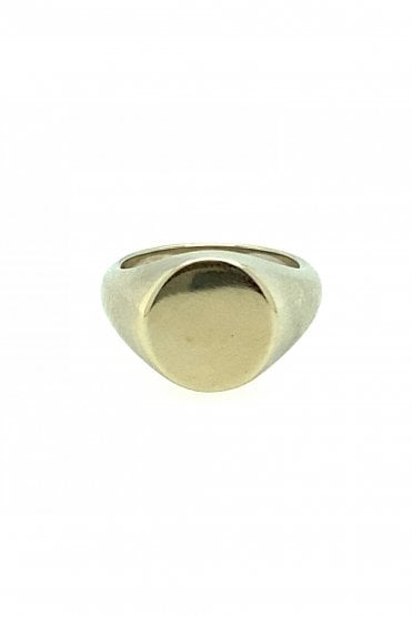 9ct White Gold Round Signet Ring