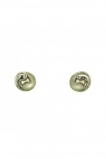 9ct White Gold Satin & Polished Yang Stud Earrings