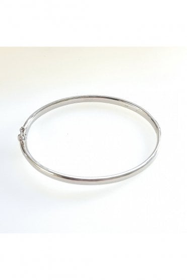 9ct White Gold Solid Hinged Bangle Bangle Width 4mm