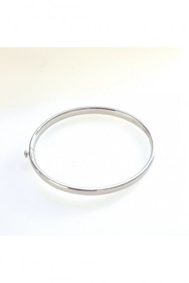 9ct White Gold Solid Hinged Bangle Bangle Width 4mm