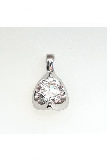 9ct White Gold Tension Set Diamond Pendant Diamond Round Brilliant