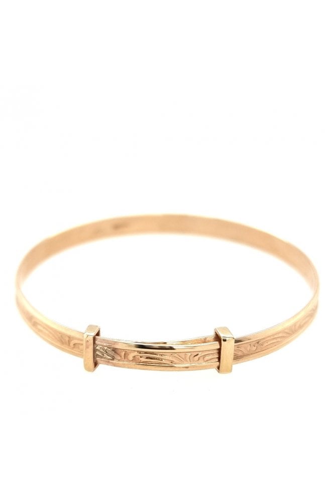 9ct Yellow Gold Baby's Expanding Bangle Embossed Decorative Pattern