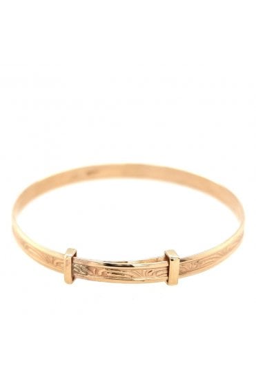 9ct Yellow Gold Baby's Expanding Bangle Embossed Decorative Pattern