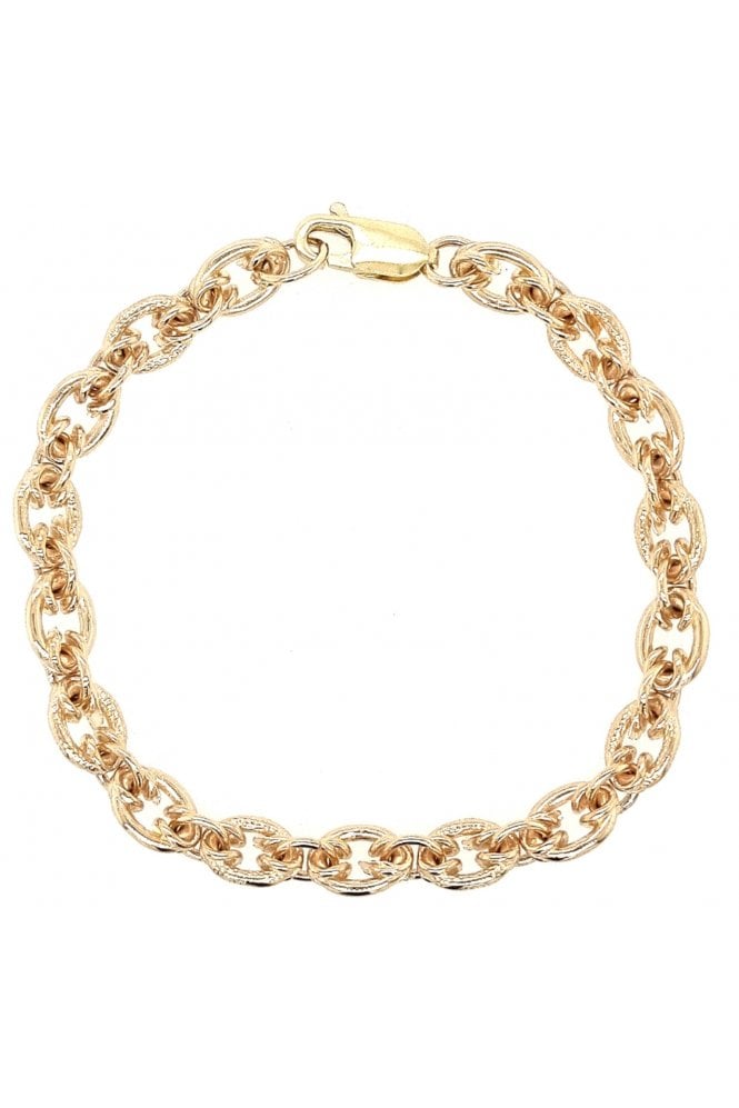 9ct Yellow Gold Bracelet with Oval Links Length: 7.5 Inches