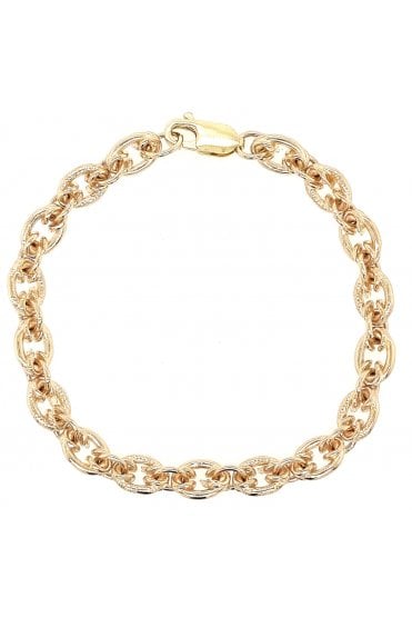 9ct Yellow Gold Bracelet with Oval Links Length: 7.5 Inches