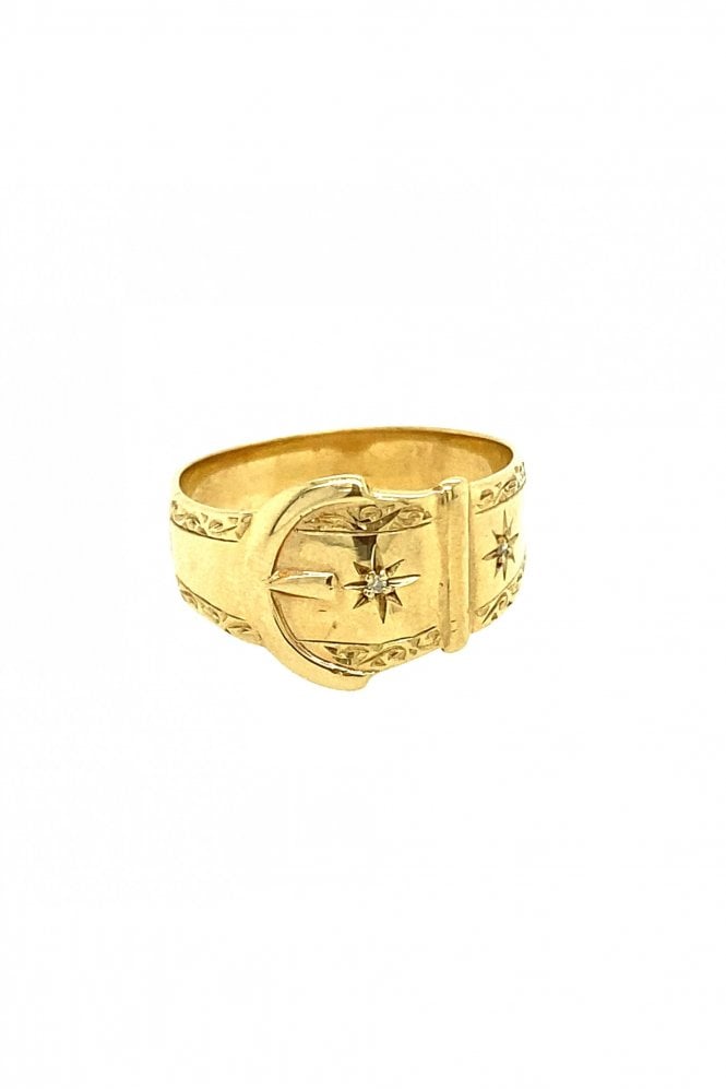 9ct Yellow Gold Buckle Ring Rubover Set