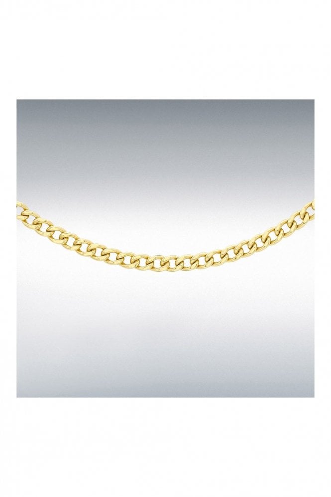 9ct Yellow Gold Diamond Cut Curb Chain Chain Length 18 Inches