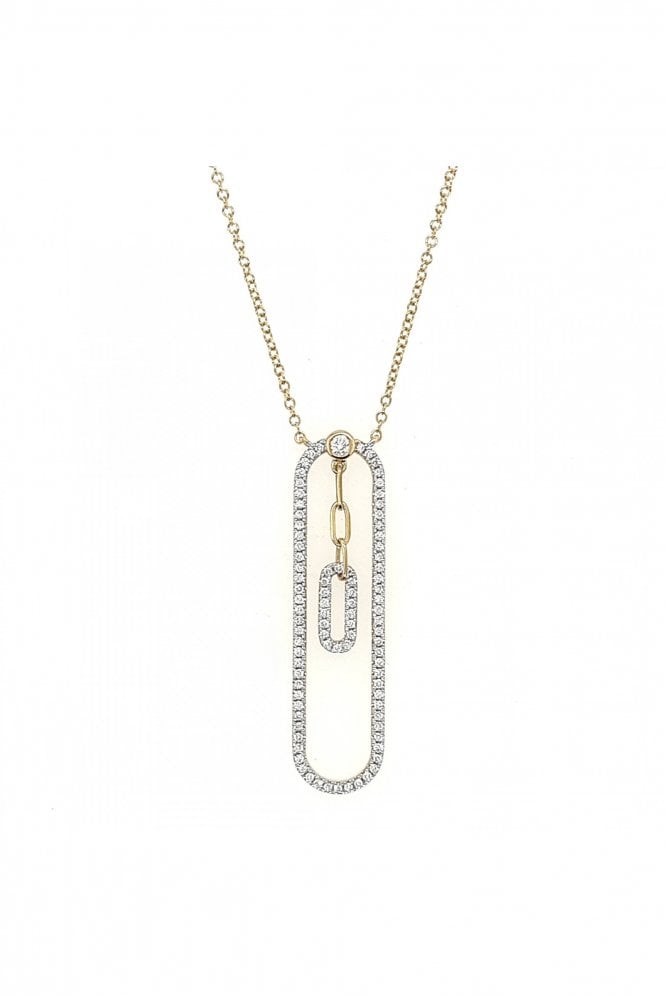 9ct Yellow Gold Diamond Necklace 9ct White Gold Pavé Set