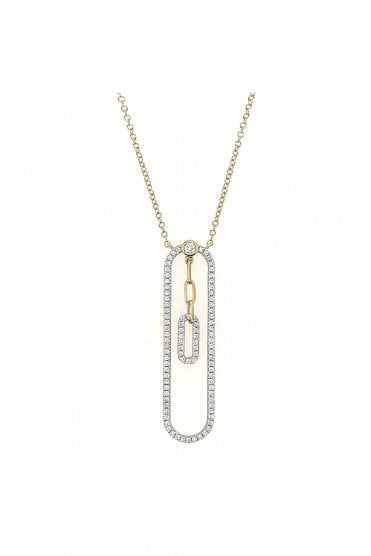 9ct Yellow Gold Diamond Necklace 9ct White Gold Pavé Set