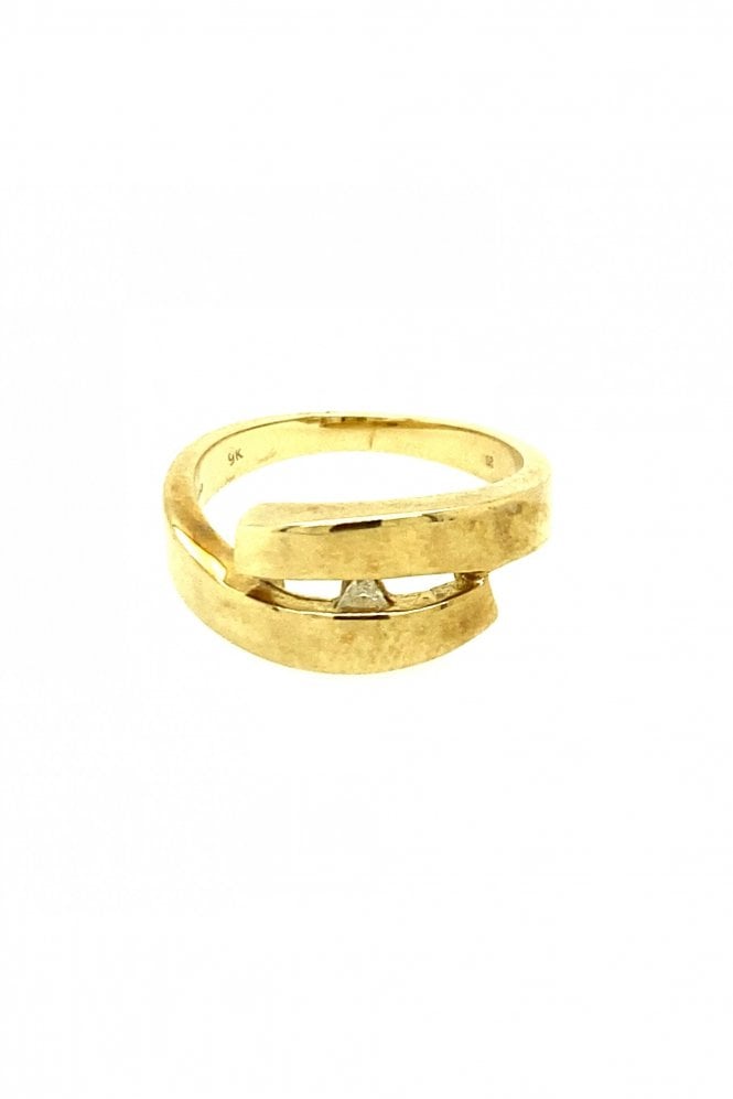9ct Yellow Gold Diamond Ring Tension Set Trilliant Cut
