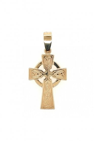 9ct Yellow Gold Embossed Celtic Cross Pendant Length 23mm (not including bail)