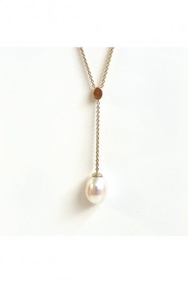 9ct Yellow Gold Freshwater Pearl & Diamond Necklace 9ct Yellow Gold Chain & Clasp