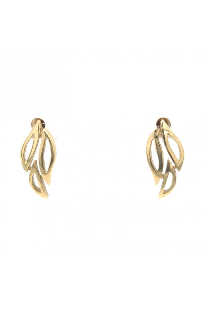 9ct Yellow Gold Leaf Design Stud Earrings